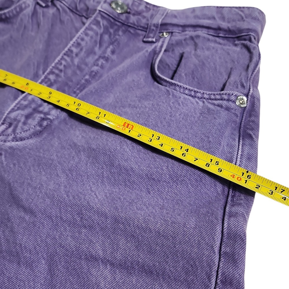 ZARA Purple High Waisted Wide Leg Jeans USA 2 Retro Colorful Denim Pants Boho - Picture 4 of 12